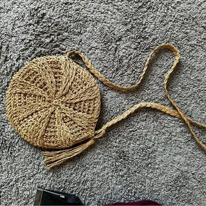 Stylish Tan Woven Round Bag
